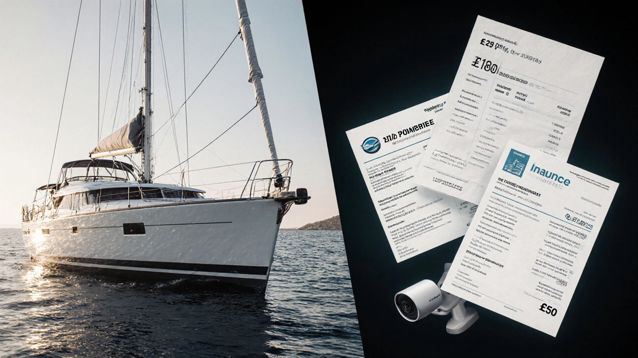 Yate de 10 metros en San Antonio con facturas flotantes de electricidad, agua, seguro y seguridad como costes ocultos.