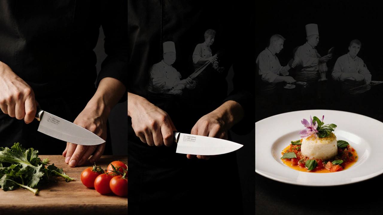 Progresión de habilidades culinarias: desde manos inexpertas hasta un plato presentado con precisión profesional.