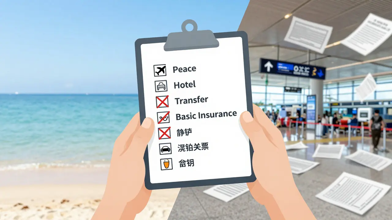 Lista visual de lo que sí y no incluye un paquete turístico a Mallorca.