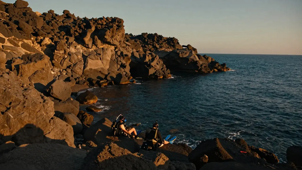 Paisaje volcánico y rocas escarpadas del Cap de Creus junto al mar Mediterráneo.