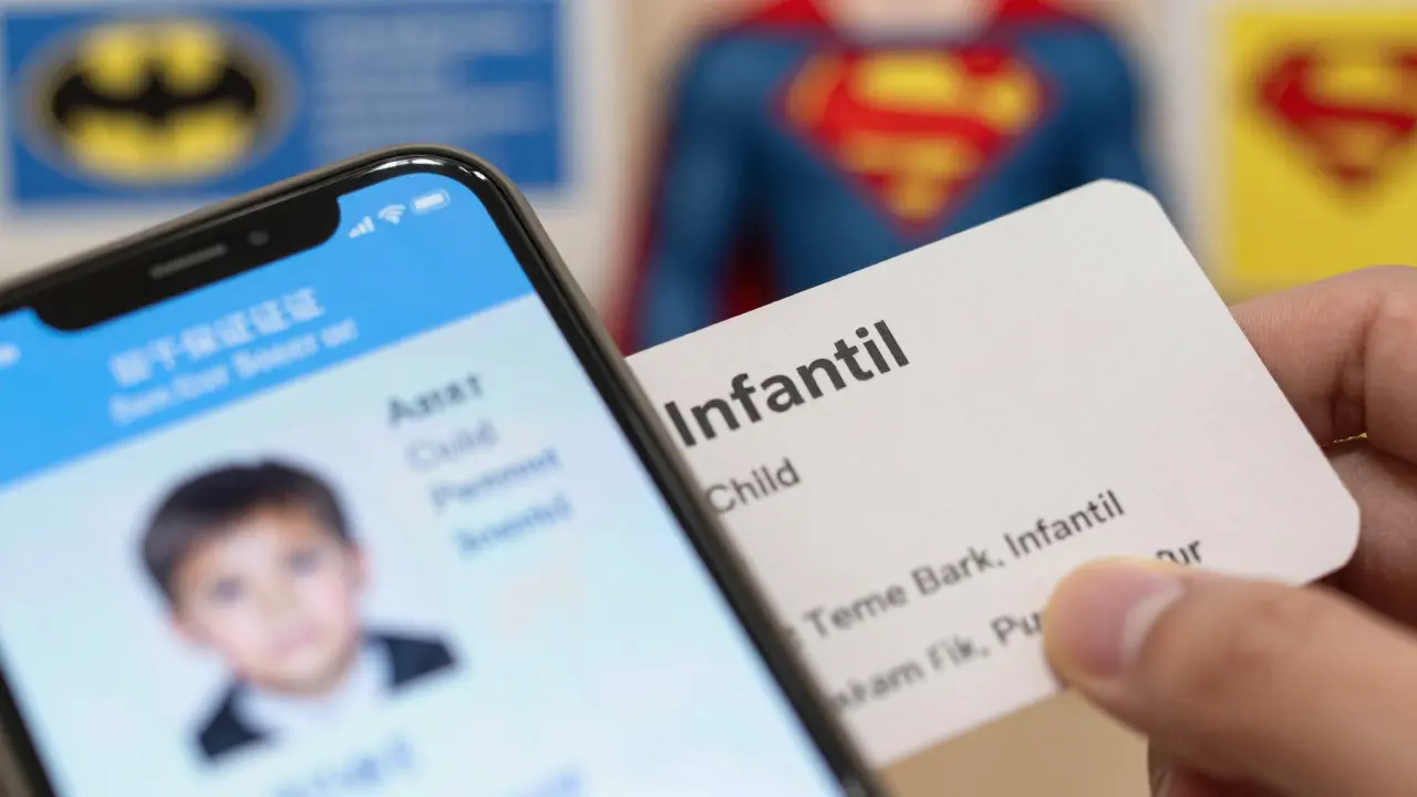 Documento de identidad infantil y entrada de parque temático