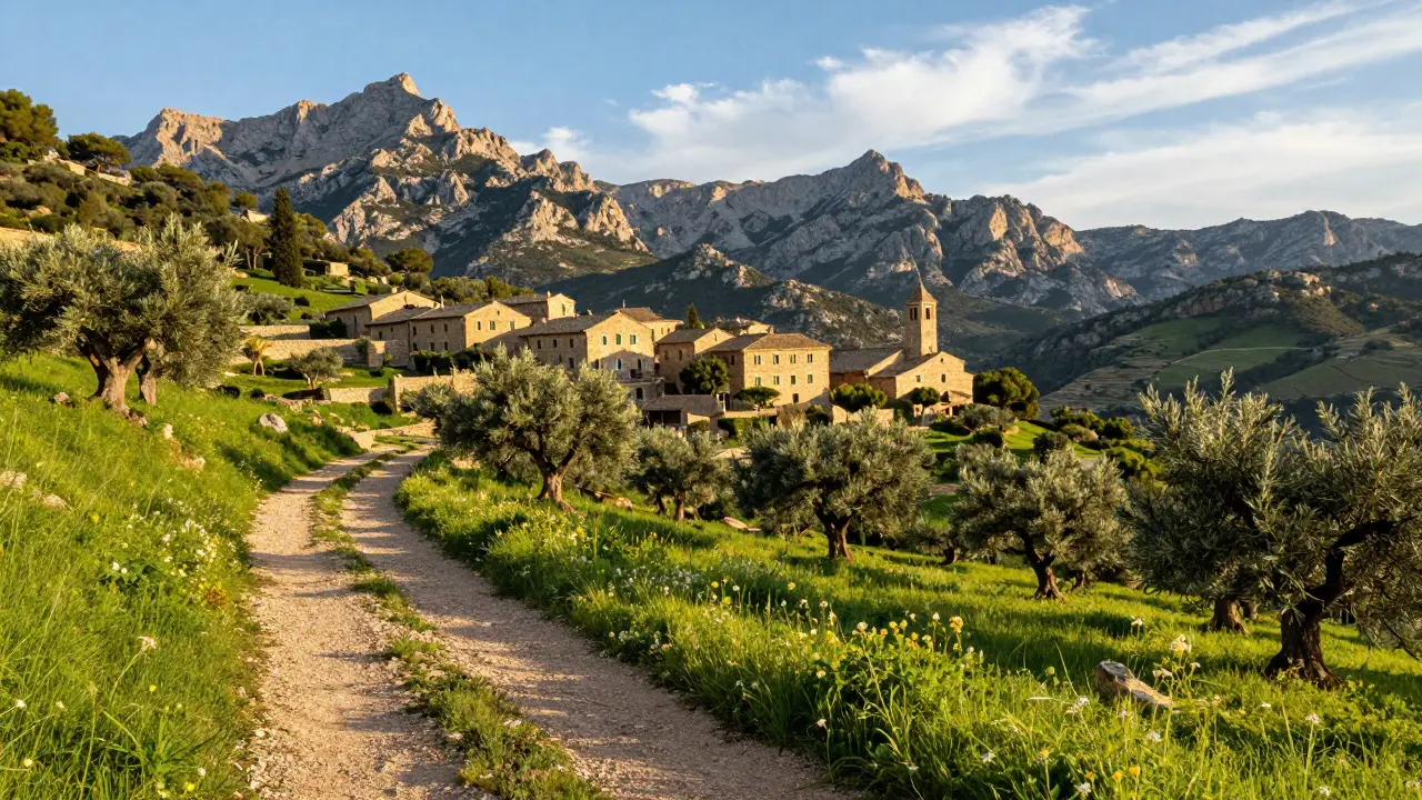 Paisaje verde y senderos de montaña en Mallorca ideales para primavera