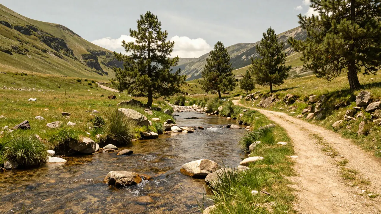 Río Cinca tranquilo y sendero familiar en Benasque