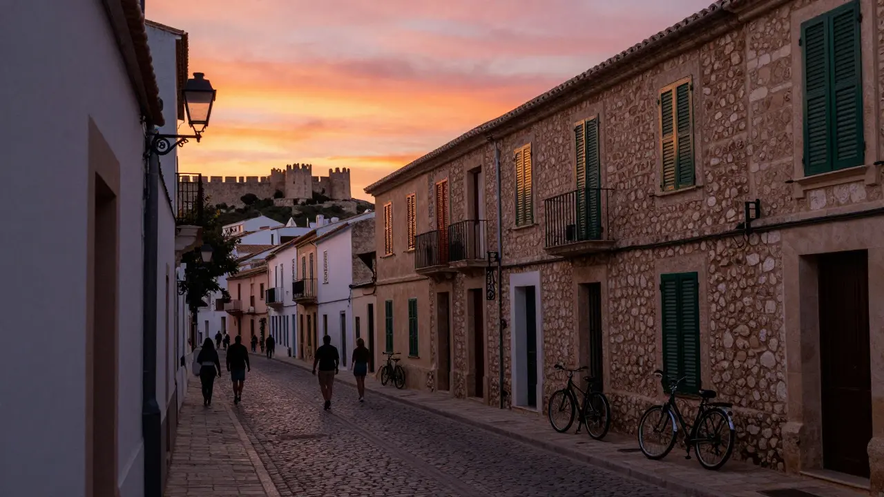 Callejones del casco antiguo de Ibiza al atardecer