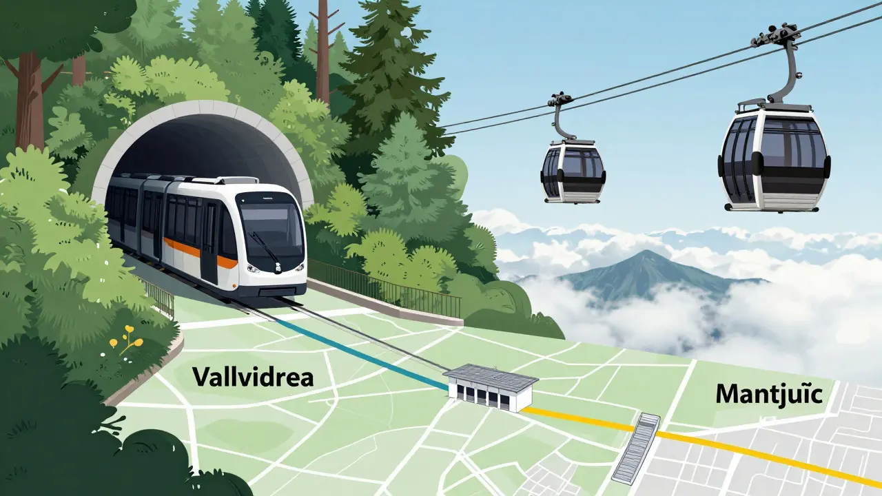 Comparación visual entre el funicular y el teleférico para subir al Tibidabo