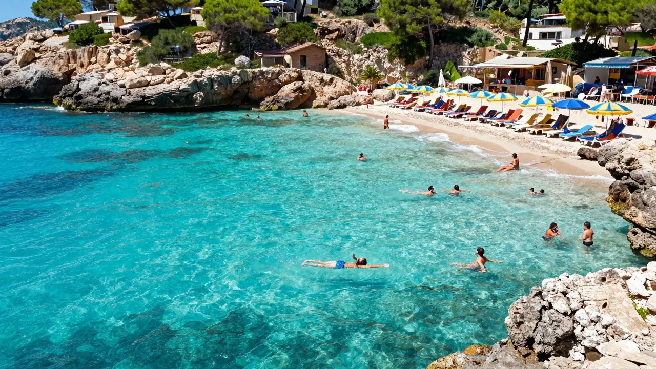 Playa tropical en Mallorca bajo el intenso sol de verano