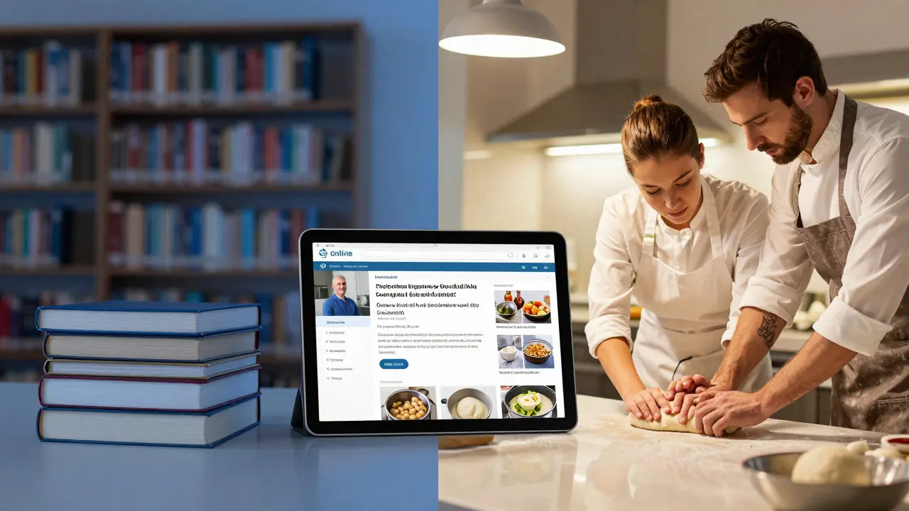 Comparación visual entre estudio teórico y práctica culinaria