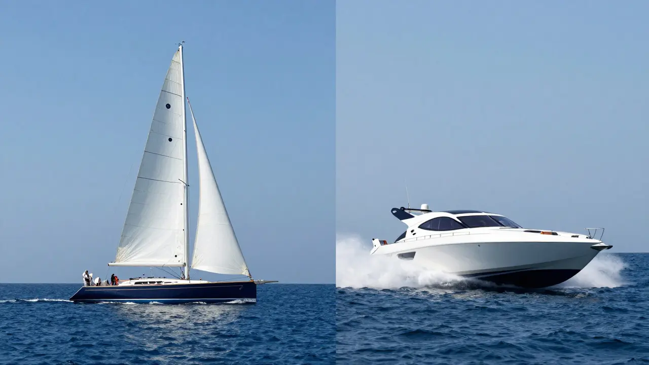 Comparación visual entre un velero lento y un superdeportivo rápido